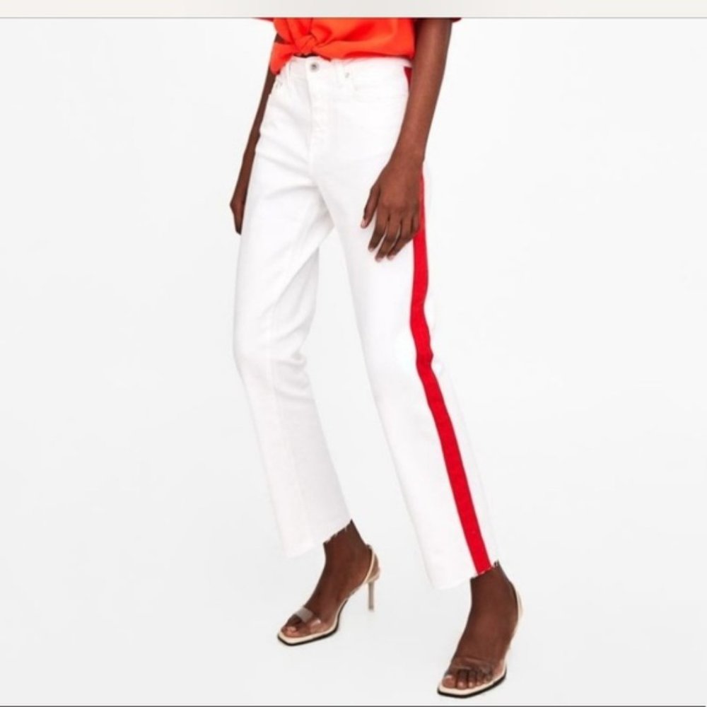Zara Red side stripe jeans